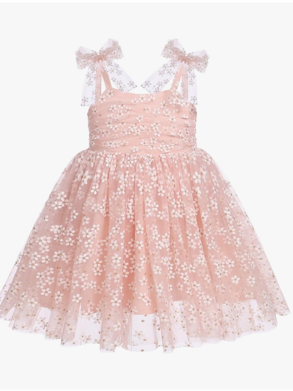 Pink Floral Tulle Princess Tutu Dress with Bow Straps | 12M Toddler Girl